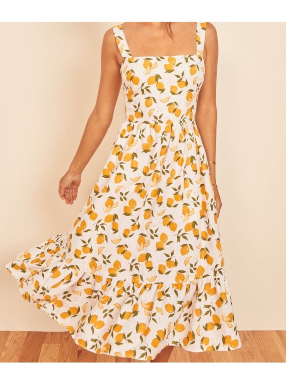 Reformation Manet Dress in Lemon Print size 4